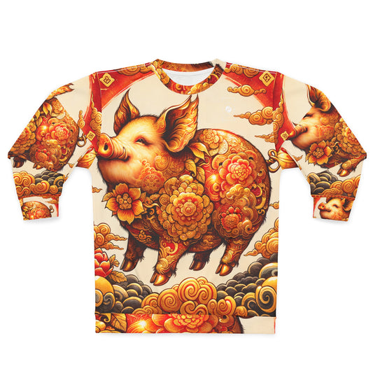 "Golden Prosperity: The Divine Swine Celebration" - Unisex Sweatshirt