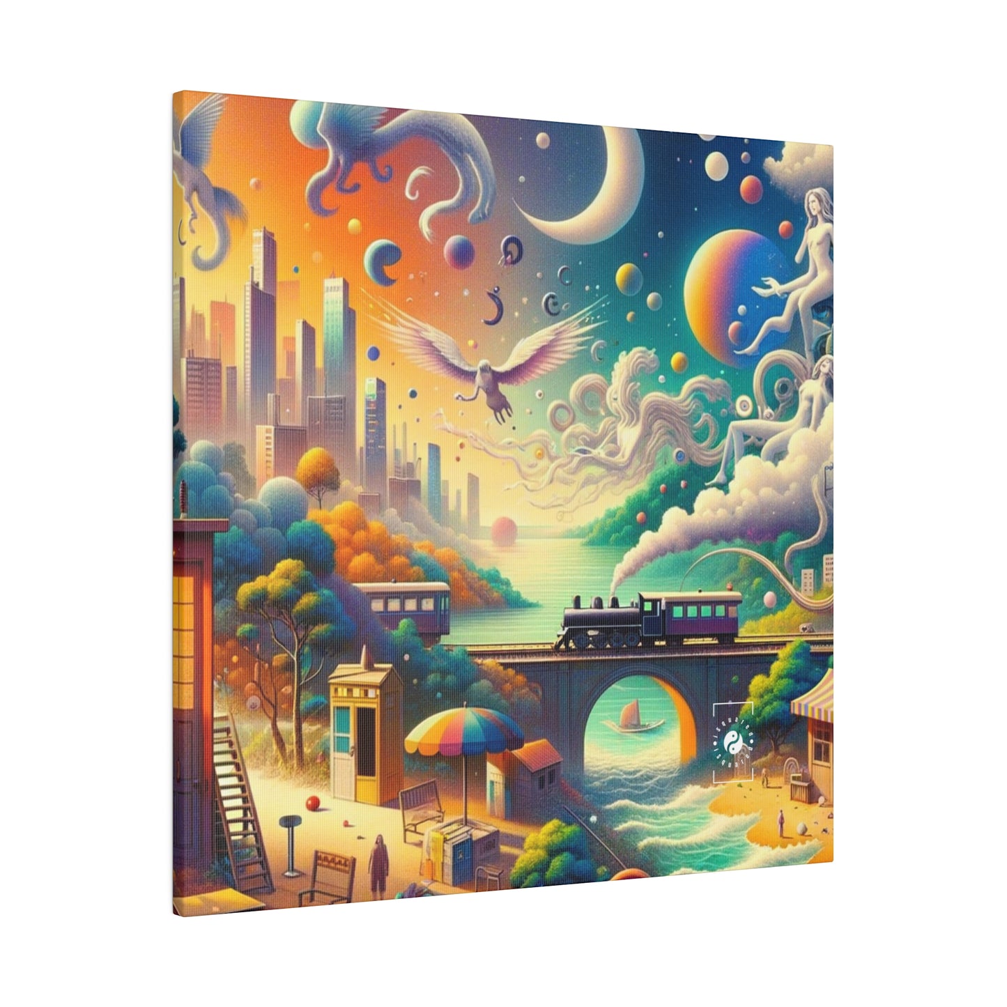 "Mirrors of Metaphor: A Murakami Odyssey" - Art Print Canvas