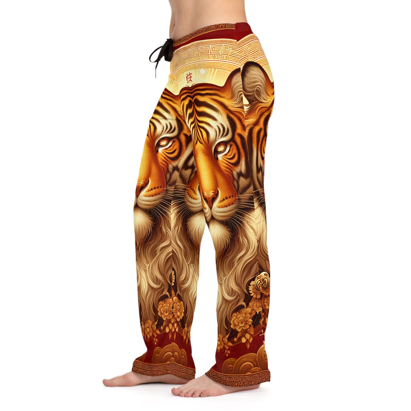 "Majesté Dorée : Ascension du Tigre Lunaire" - Pantalon lounge femme 