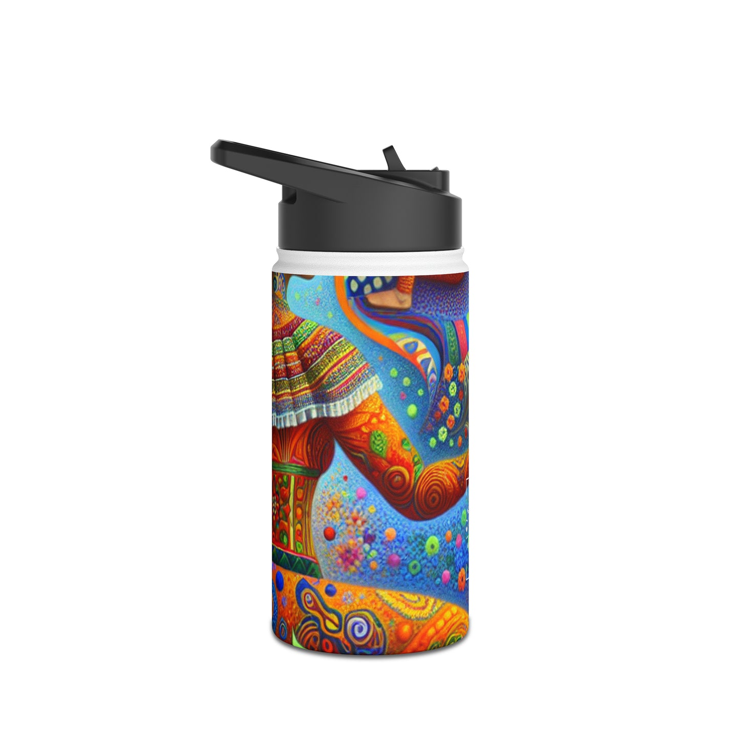 "Kahlo-Kusama Blossom Asanas: A Surreal Yoga Symphony" - Water Bottle