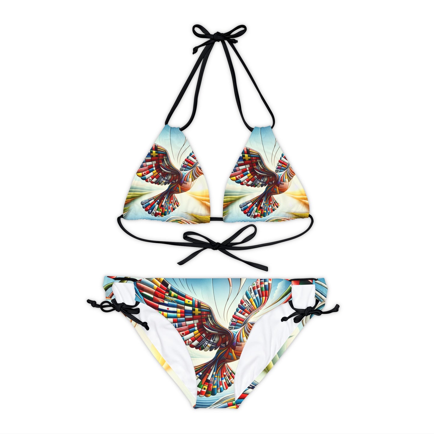 "Global Tapestry of Tranquility" - Lace-up Bikini Set