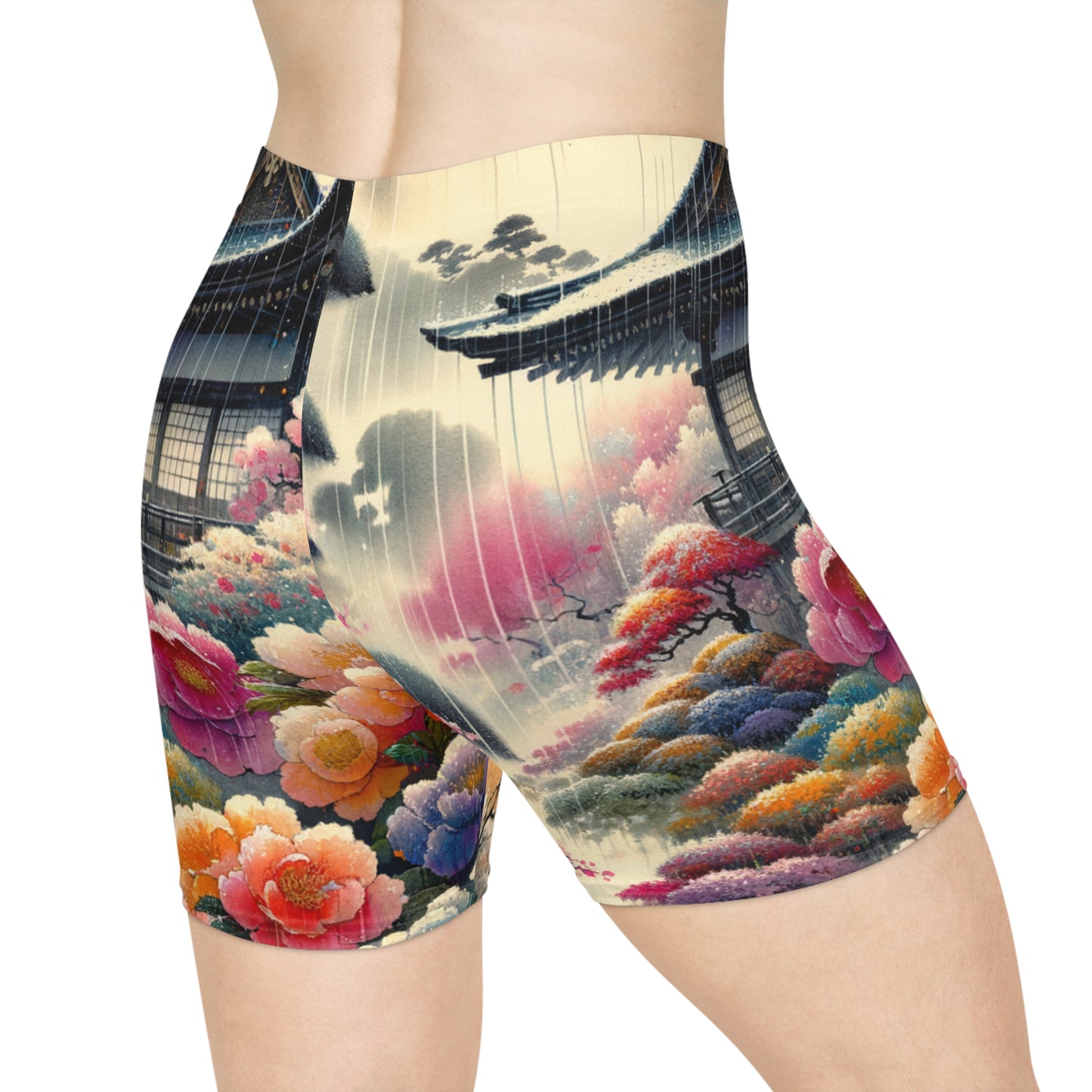 "Rain-drenched Sakura Spectrum" - Hot Yoga Short