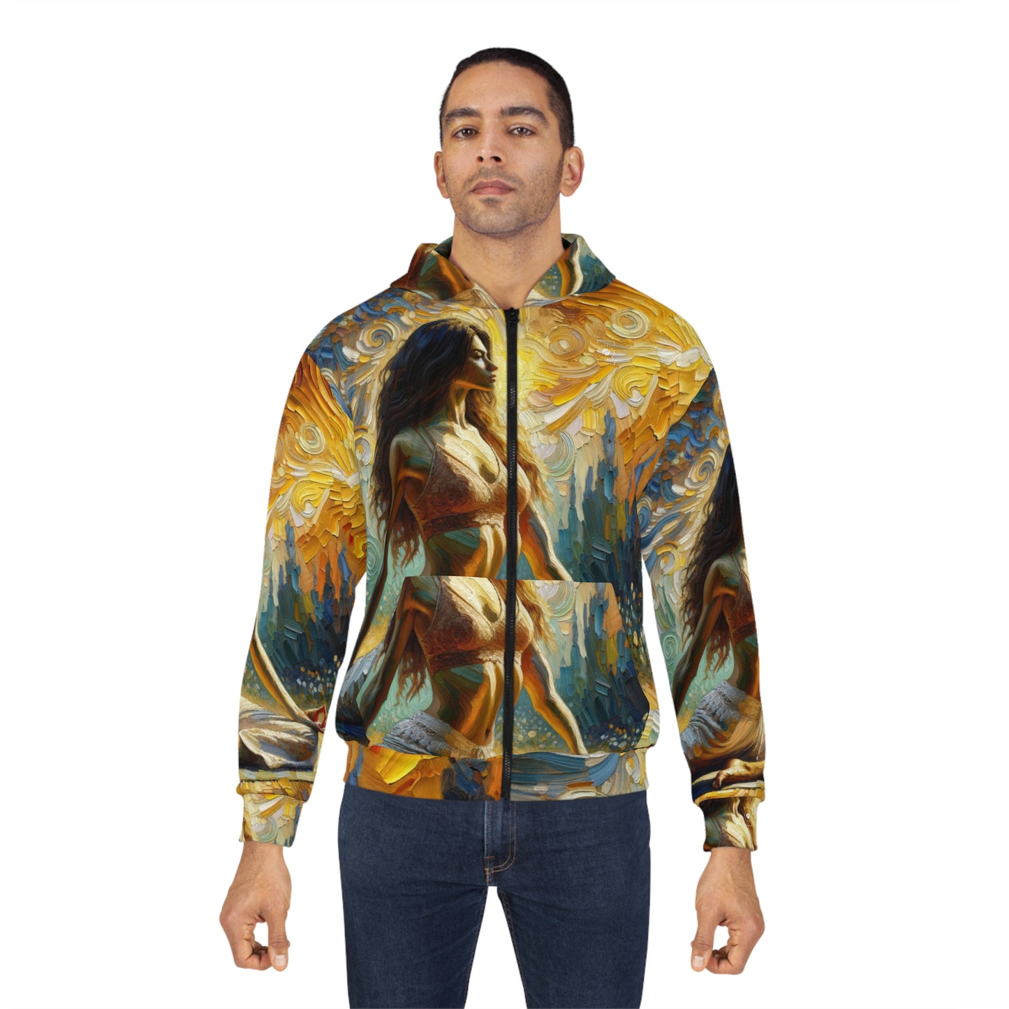 "Golden Warrior: A Tranquil Harmony" - Zip Hoodie