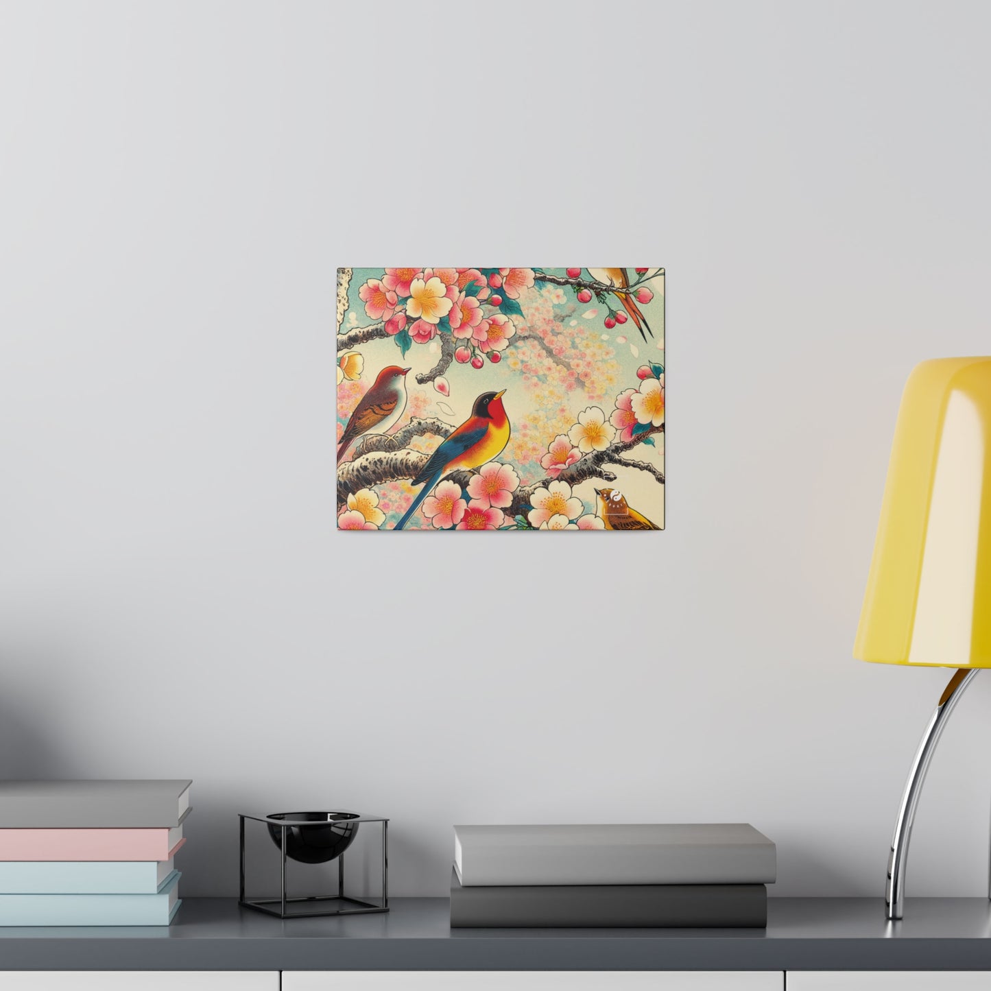 "Verdant Whispers: Sakura Chirping" - Art Print Canvas