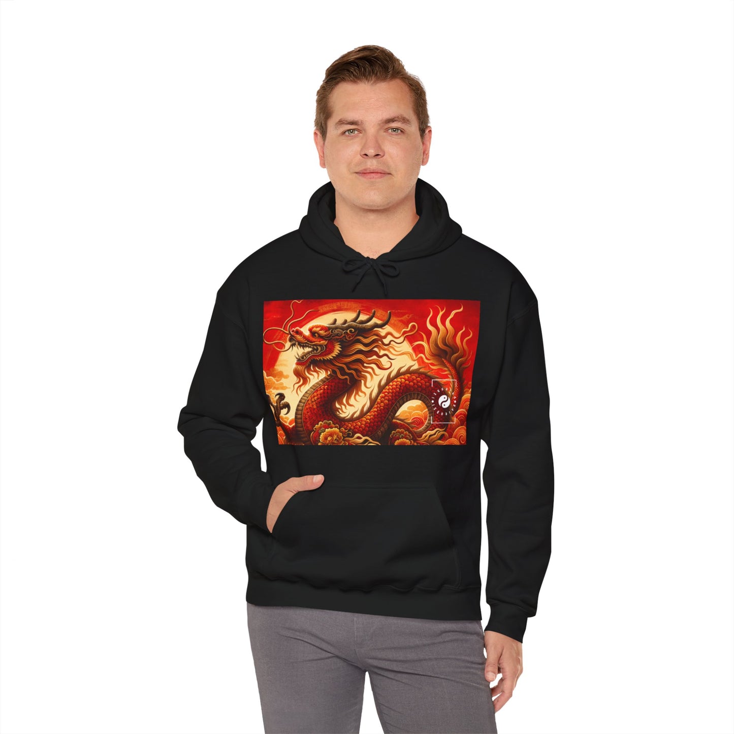 "Golden Dragon Dance in the Crimson Twilight" - Hoodie