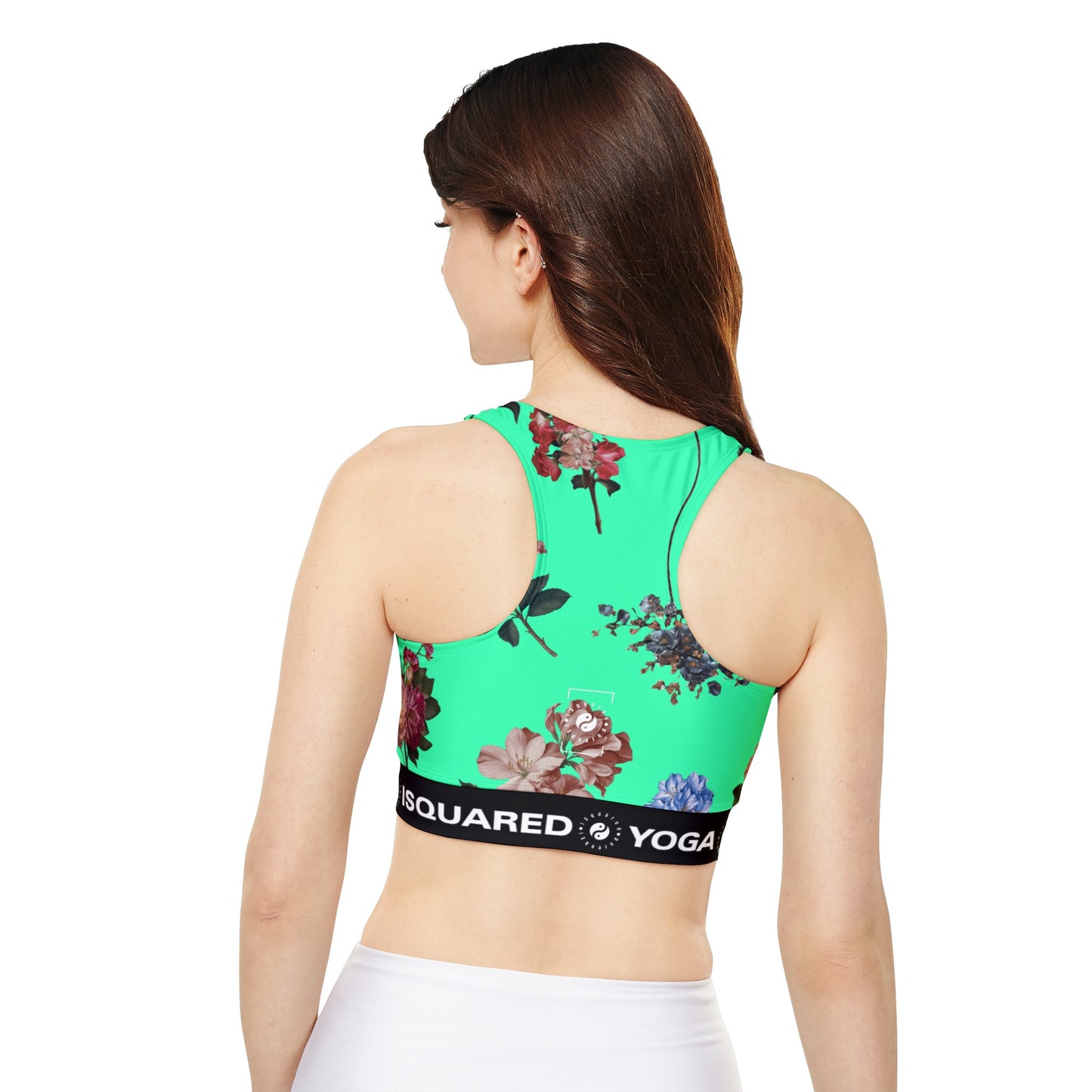 Botanicals on Turquoise - Lined & Padded Sports Bra