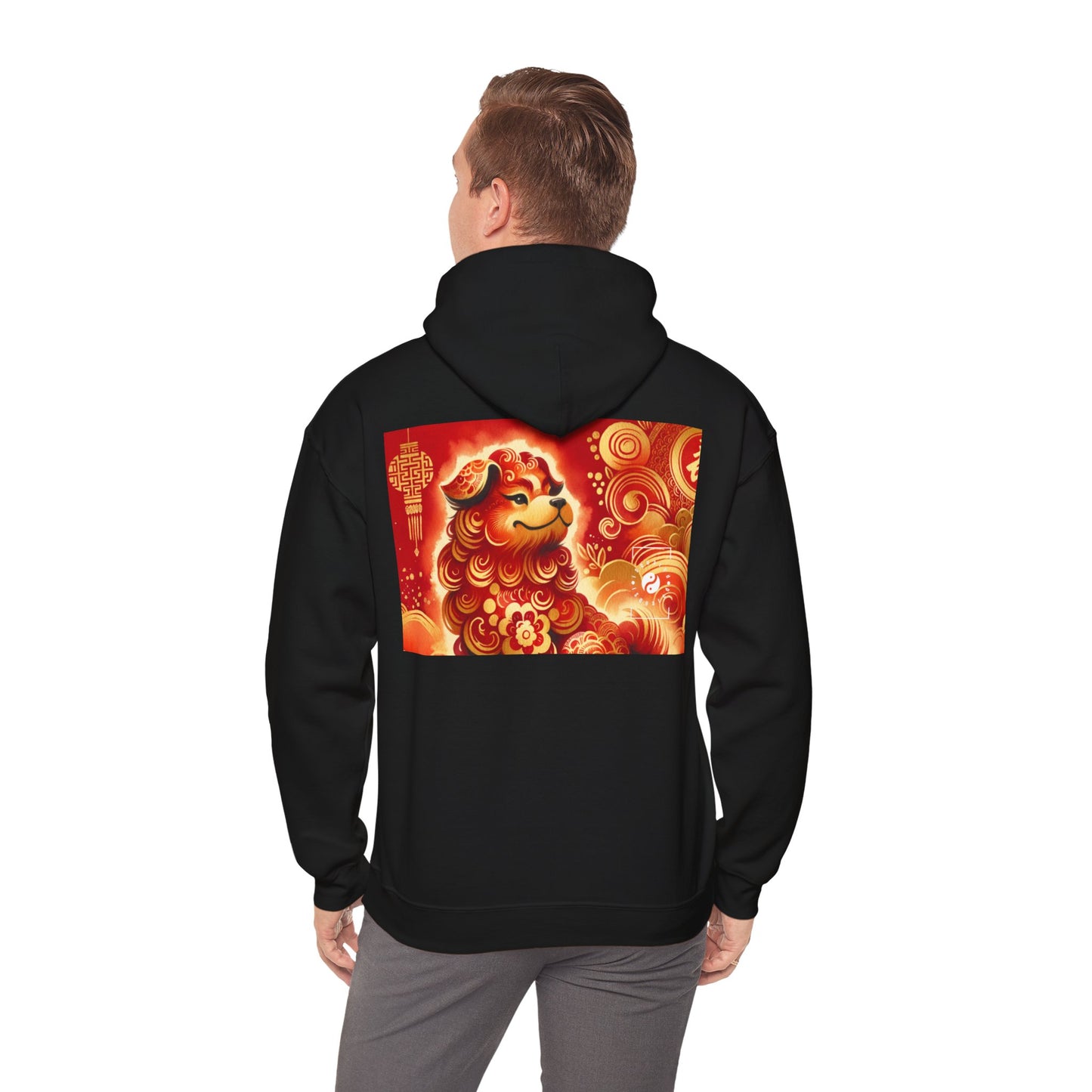 "Golden Canine Emissary on Crimson Tide: A Chinese New Year Odyssey" - Hoodie