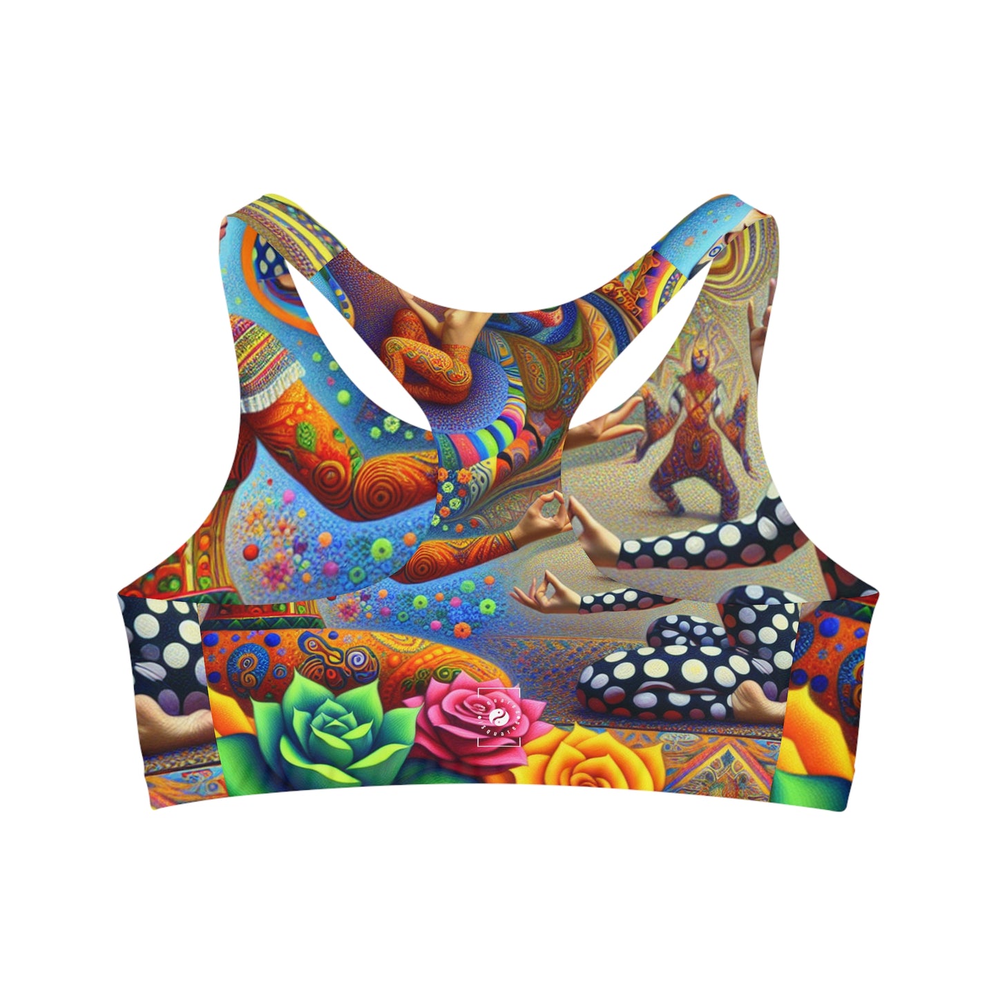 "Kahlo-Kusama Blossom Asanas: A Surreal Yoga Symphony" - Seamless Sports Bra