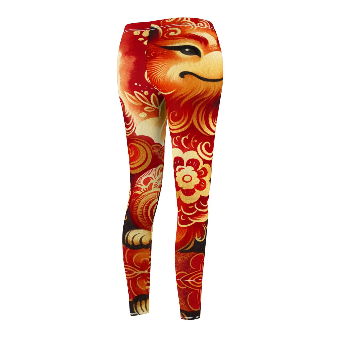 "Golden Canine Emissary on Crimson Tide: A Chinese New Year Odyssey" - Casual Leggings