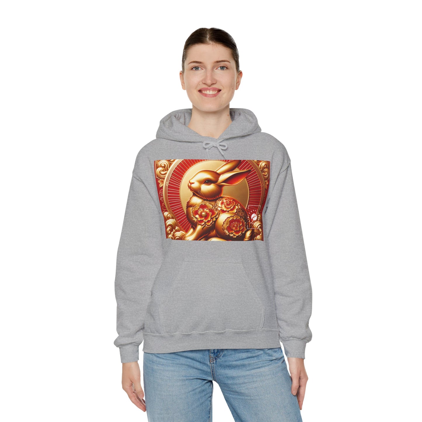 "Golden Blessings: Lunar Rabbit's Resplendence" - Hoodie