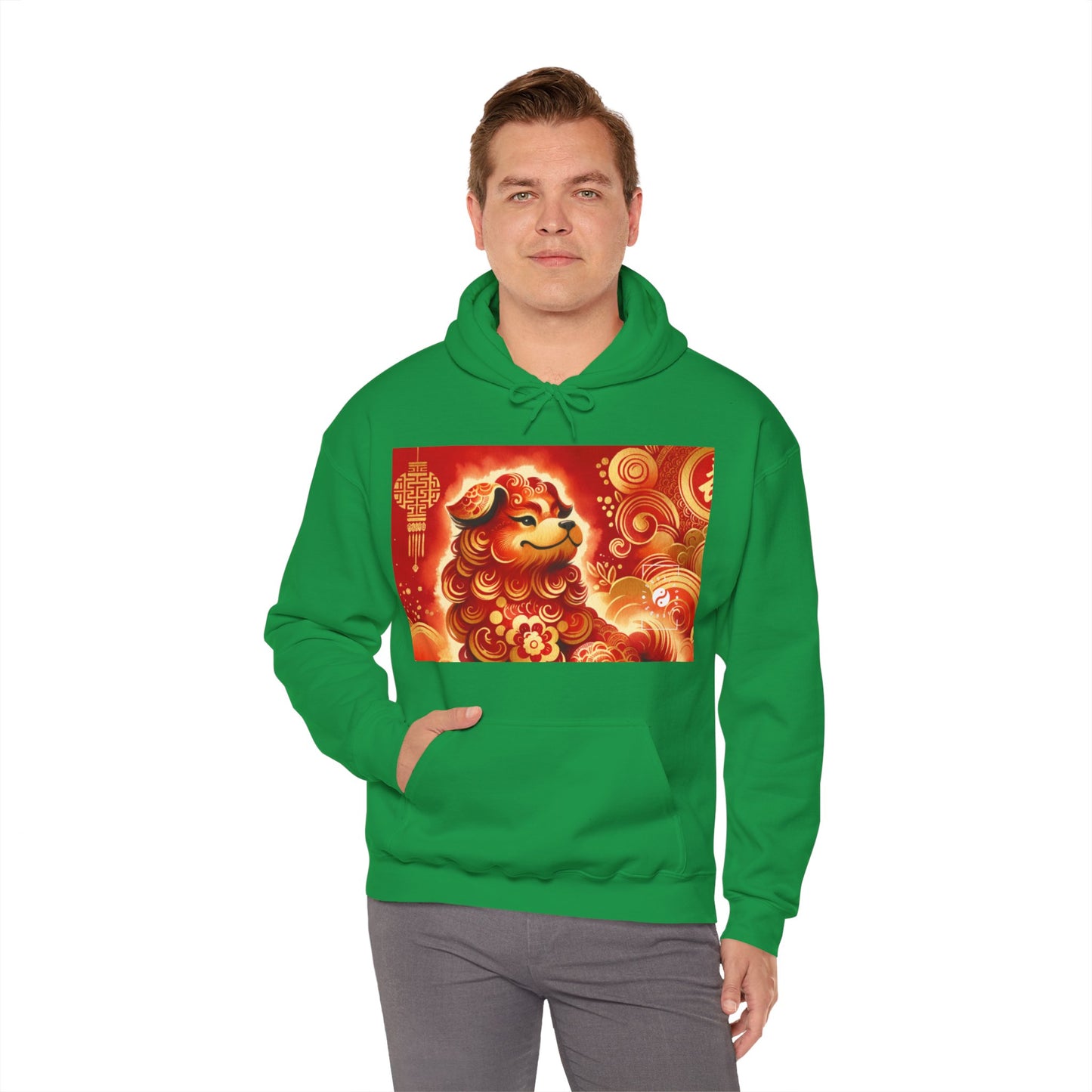 "Golden Canine Emissary on Crimson Tide: A Chinese New Year Odyssey" - Hoodie