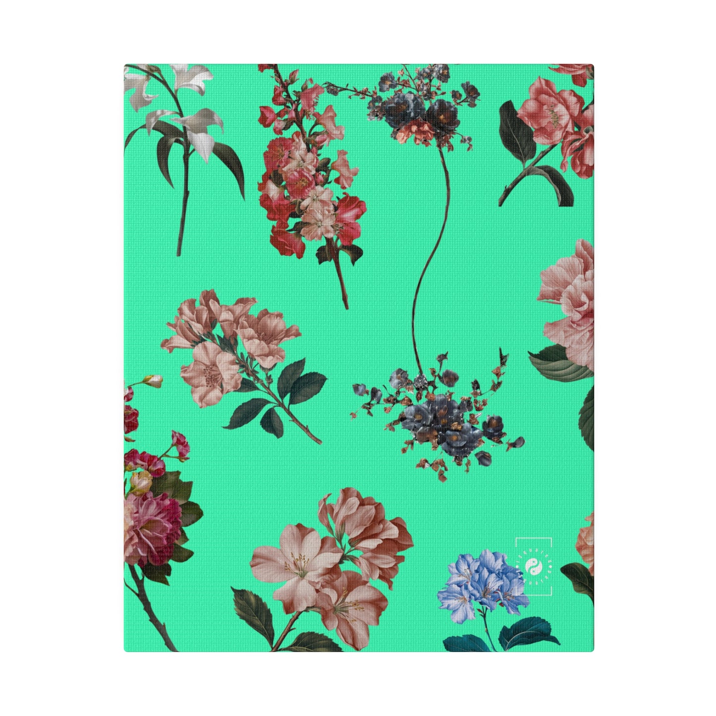 Botanicals on Turquoise - Art Print Canvas