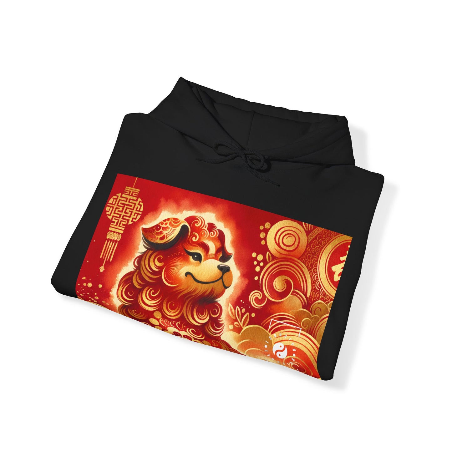 "Golden Canine Emissary on Crimson Tide: A Chinese New Year Odyssey" - Hoodie