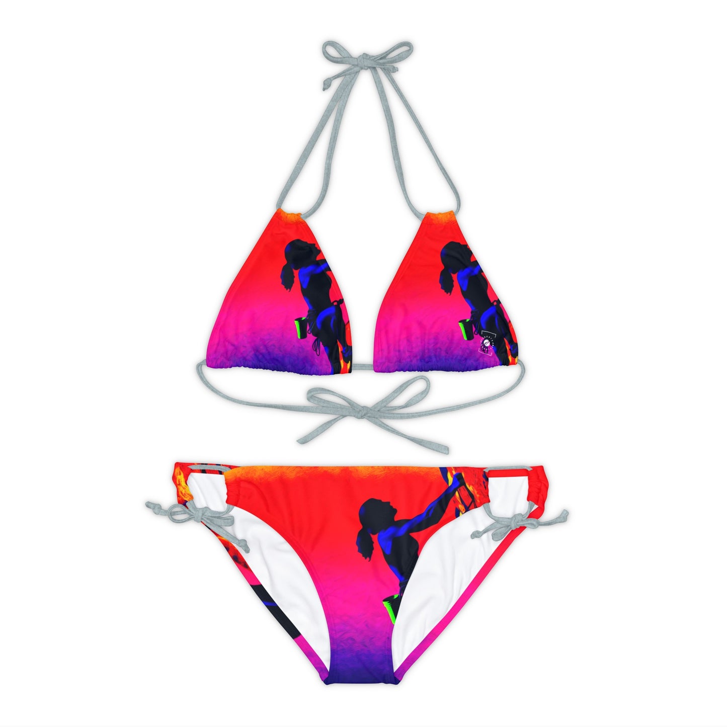 "Technicolour Ascent: The Digital Highline" - Lace-up Bikini Set