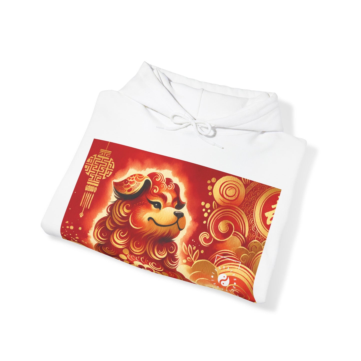 "Golden Canine Emissary on Crimson Tide: A Chinese New Year Odyssey" - Hoodie