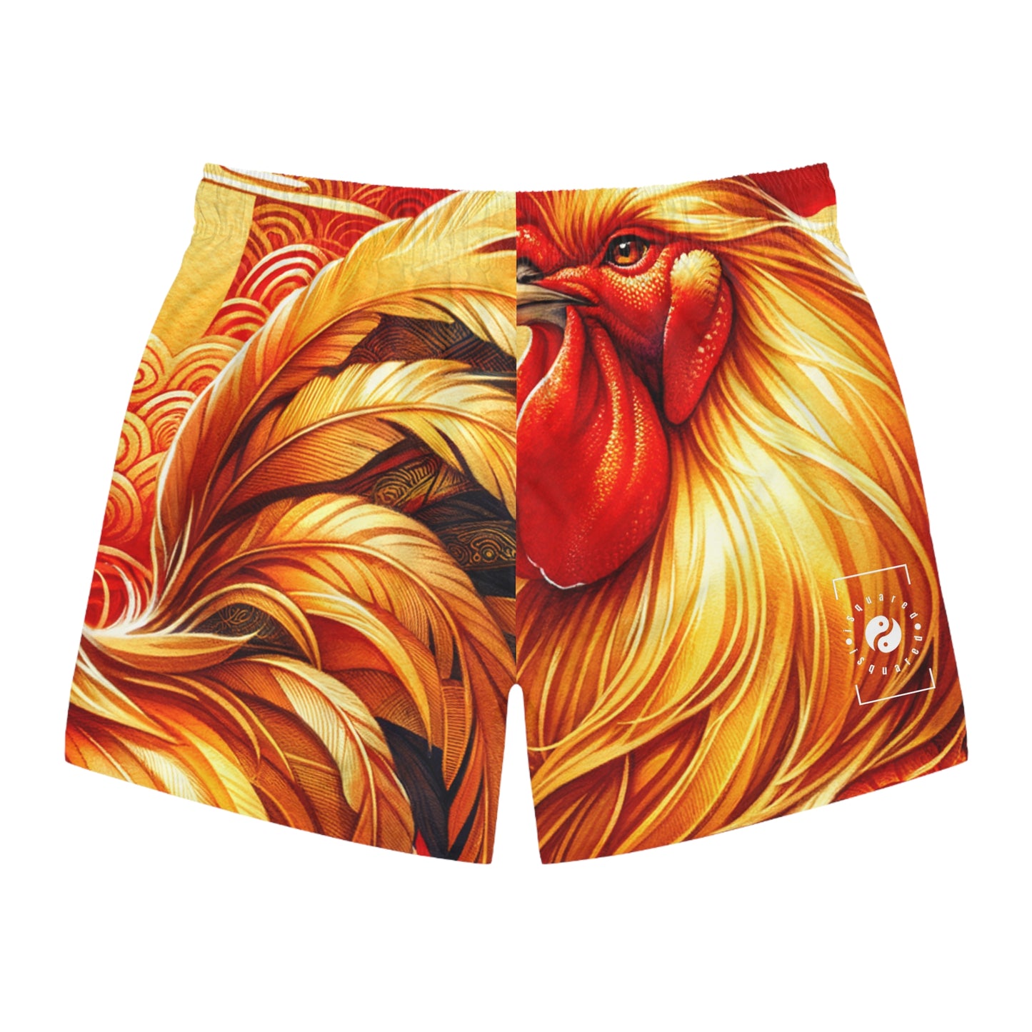 "Crimson Dawn: The Golden Rooster's Rebirth" - Swim Trunks for Men