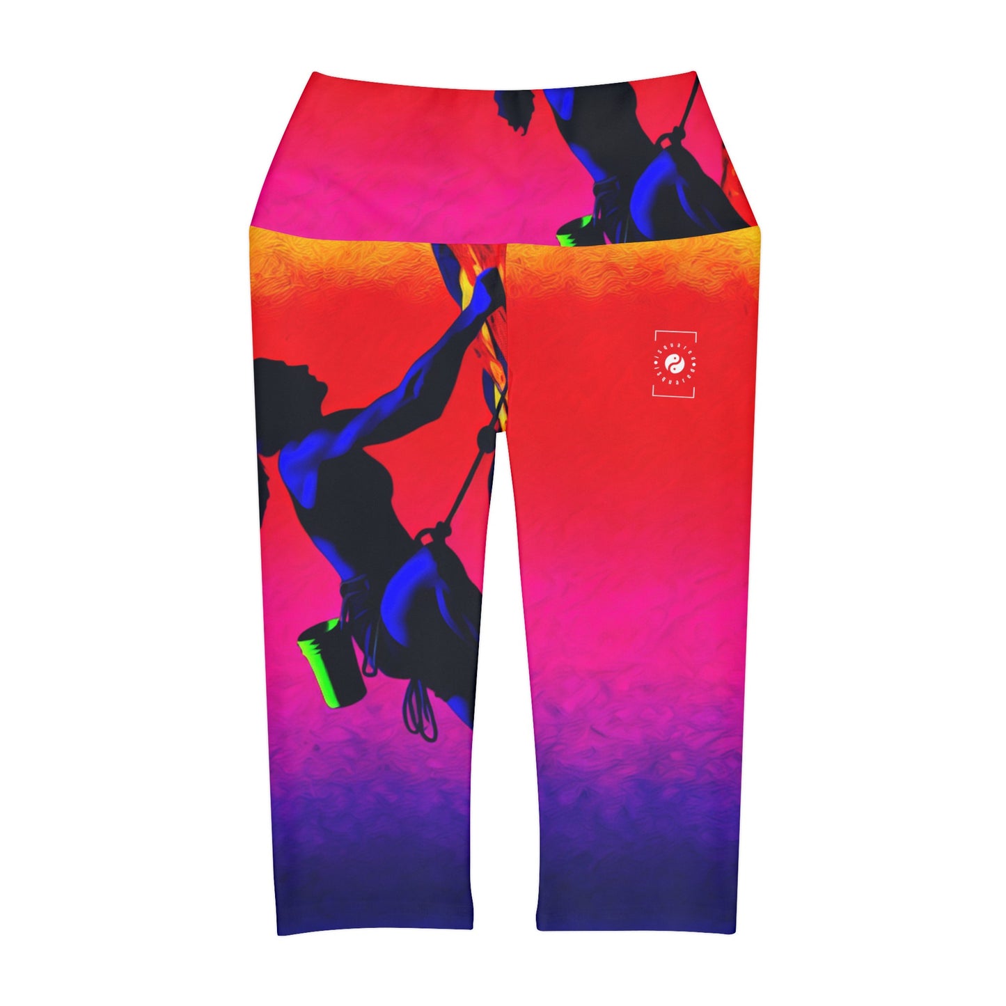 "Technicolour Ascent: The Digital Highline" - High Waisted Capri Leggings