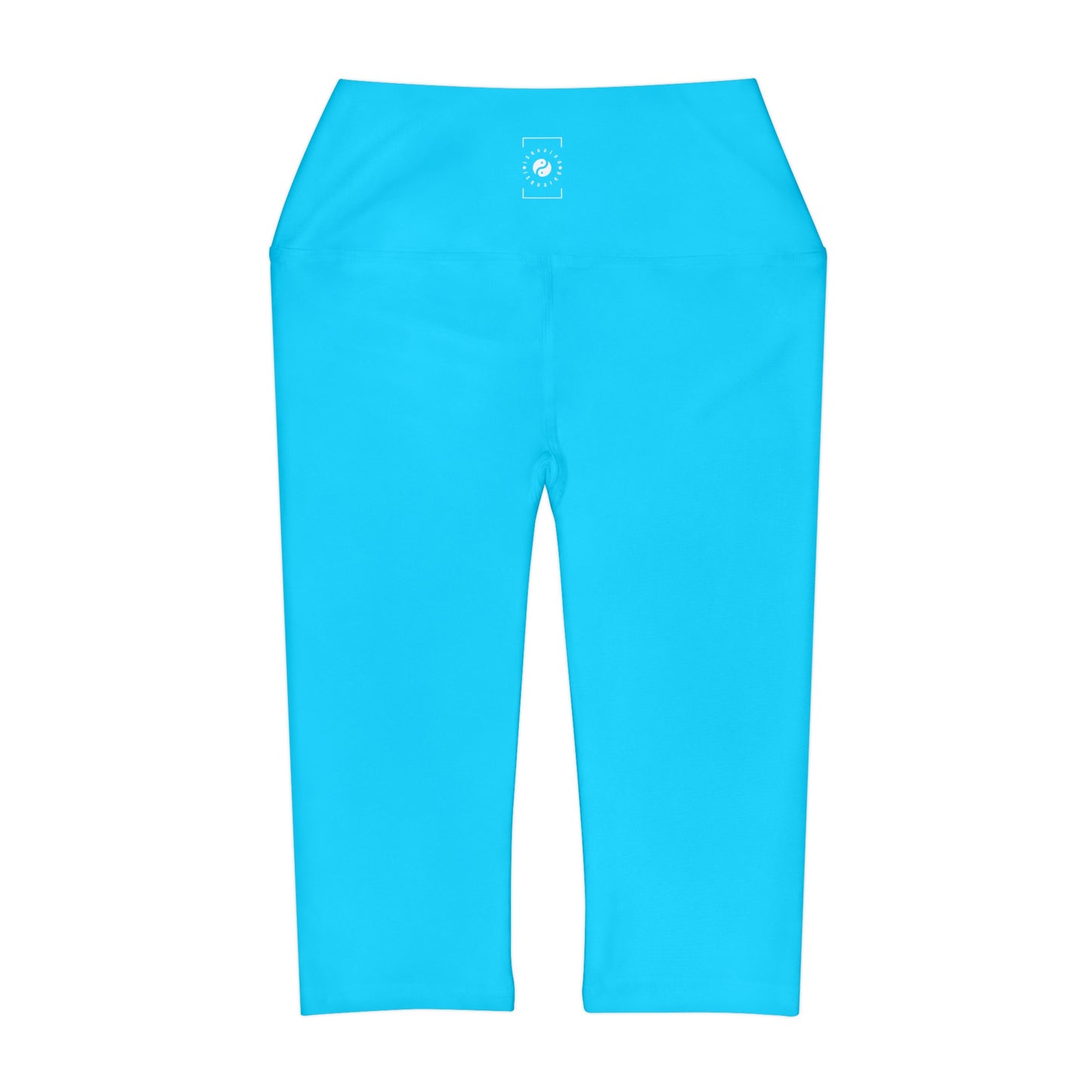 #04D9FF  Neon Blue - High Waisted Capri Leggings