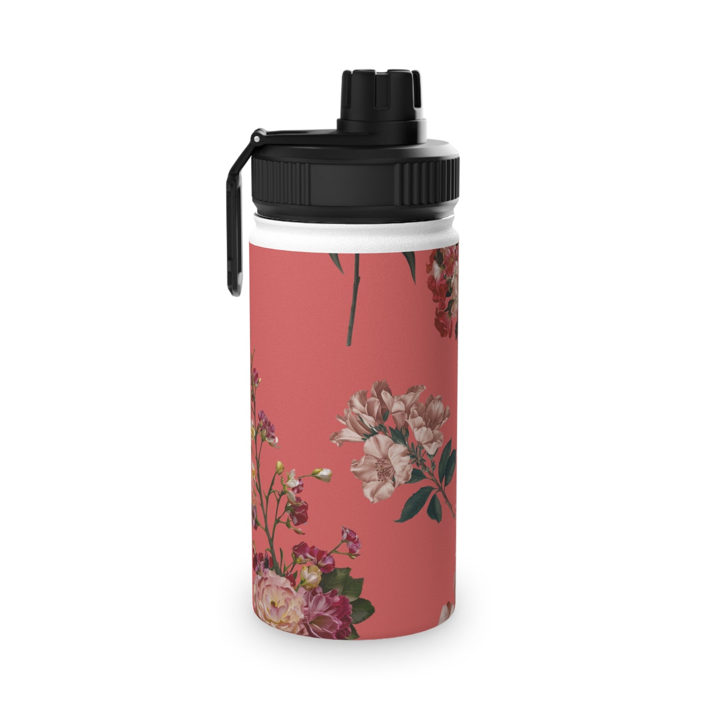 Botanicals on Coral - Sports Water Bottle