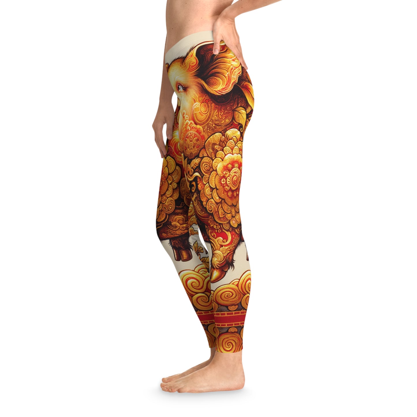 "Golden Prosperity: The Divine Boar Celebration" - Unisex Tights