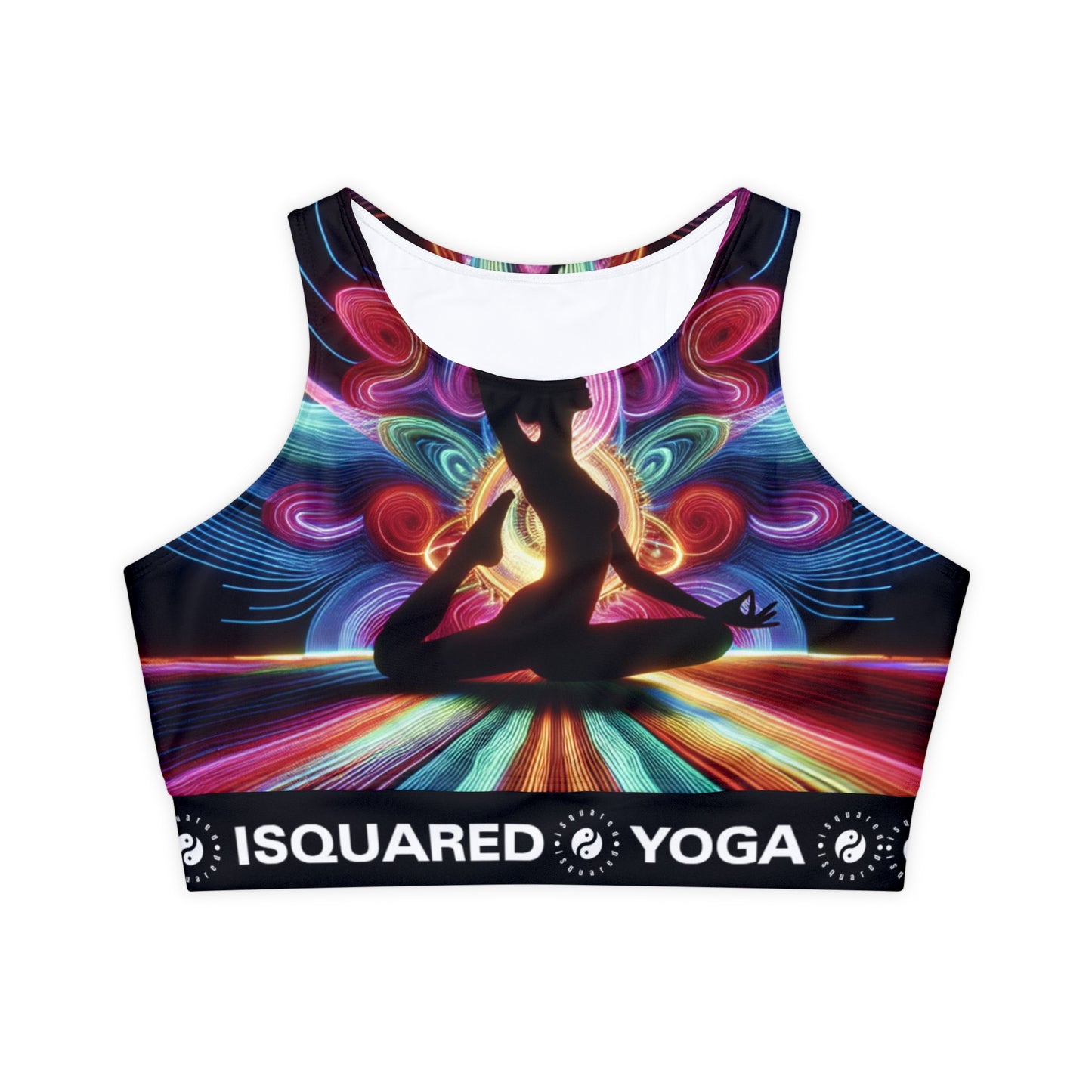 "Neon Zenith: Chromatic Balance" - Lined & Padded Sports Bra