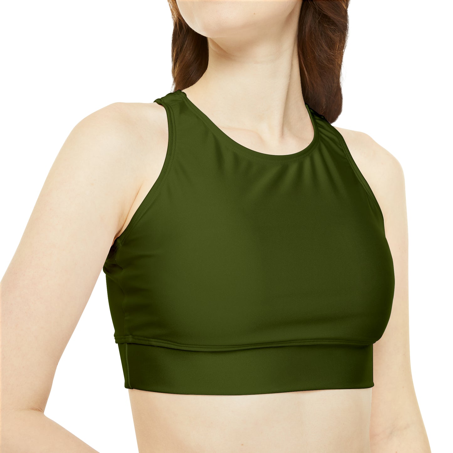 Camo Green - High Neck Crop Top