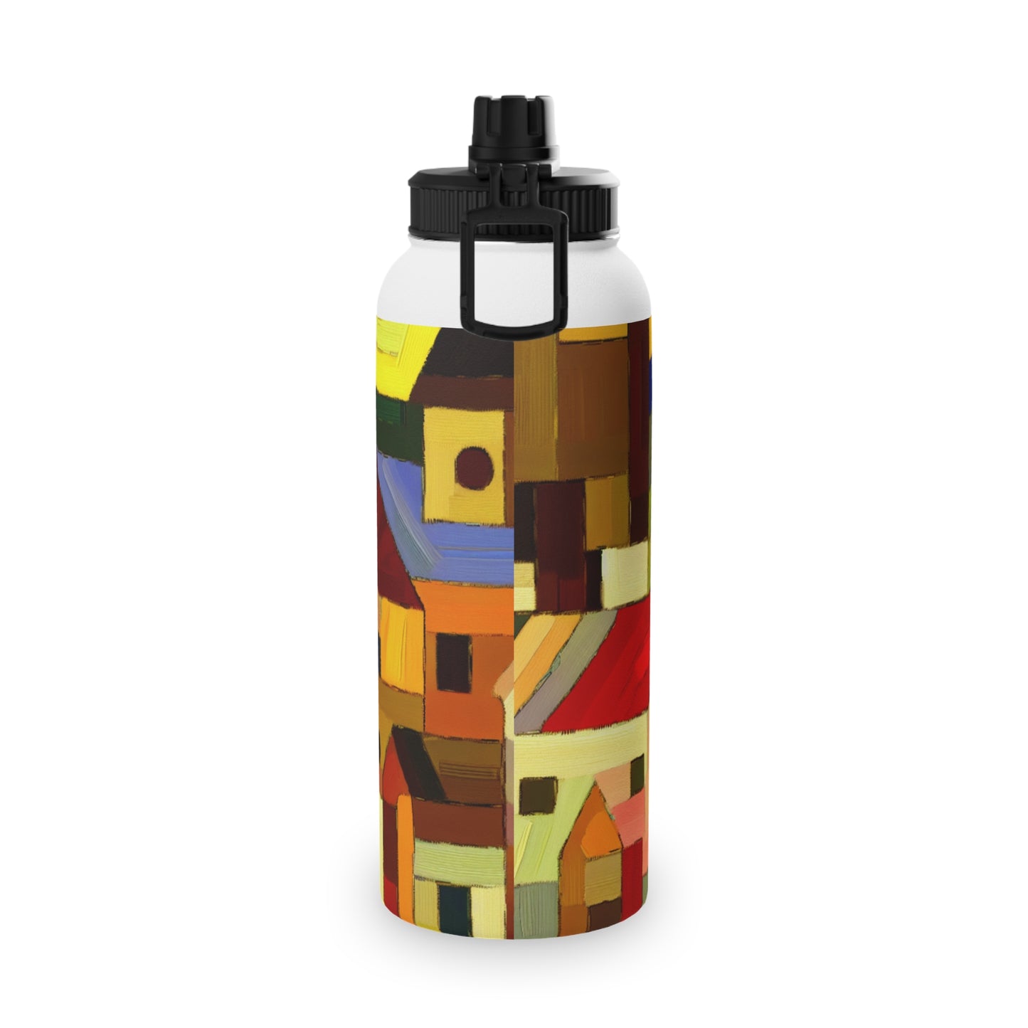 "Earthen Adobes in Hues of Hundertwasser" - Sports Water Bottle