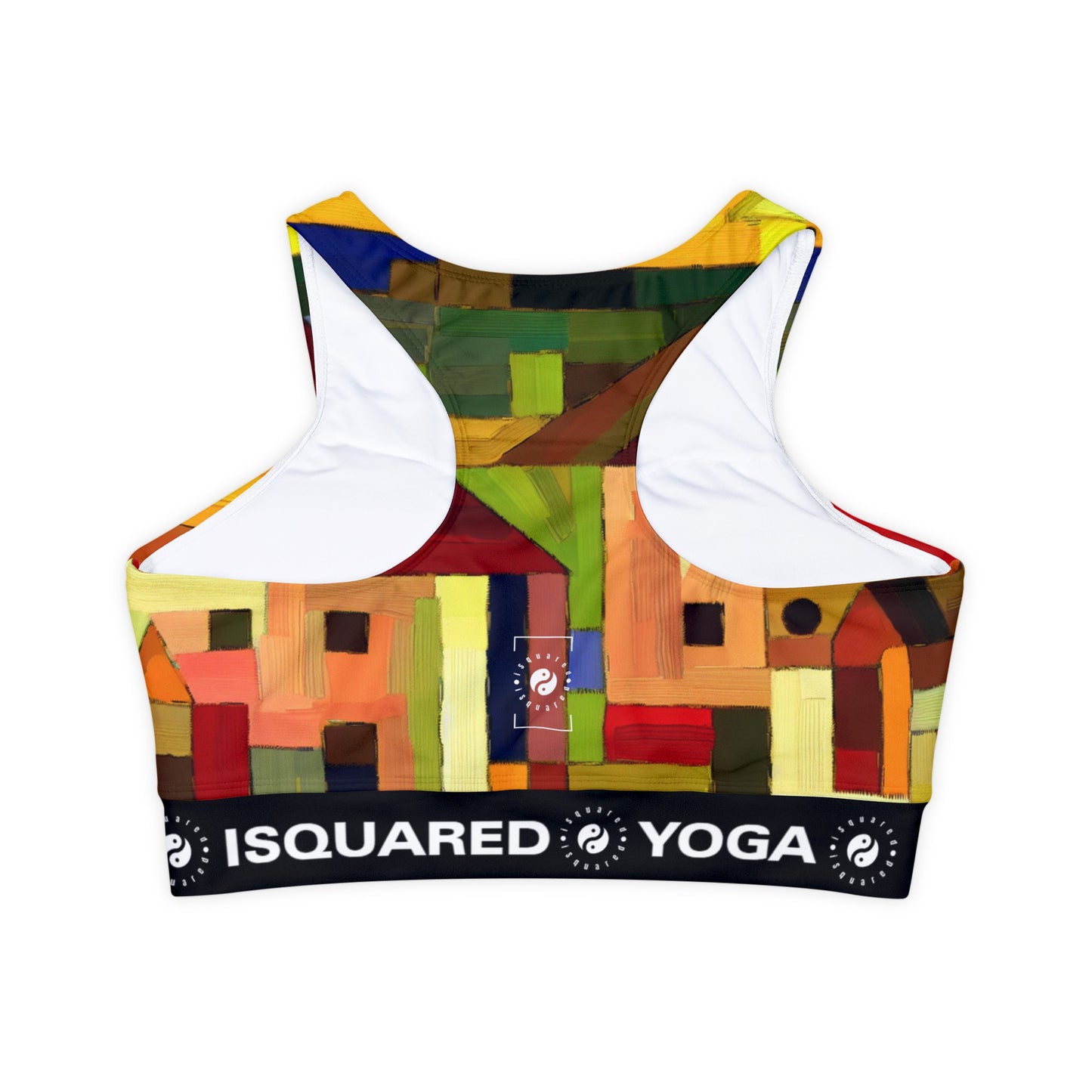 "Earthen Adobes in Hues of Hundertwasser" - Lined & Padded Sports Bra