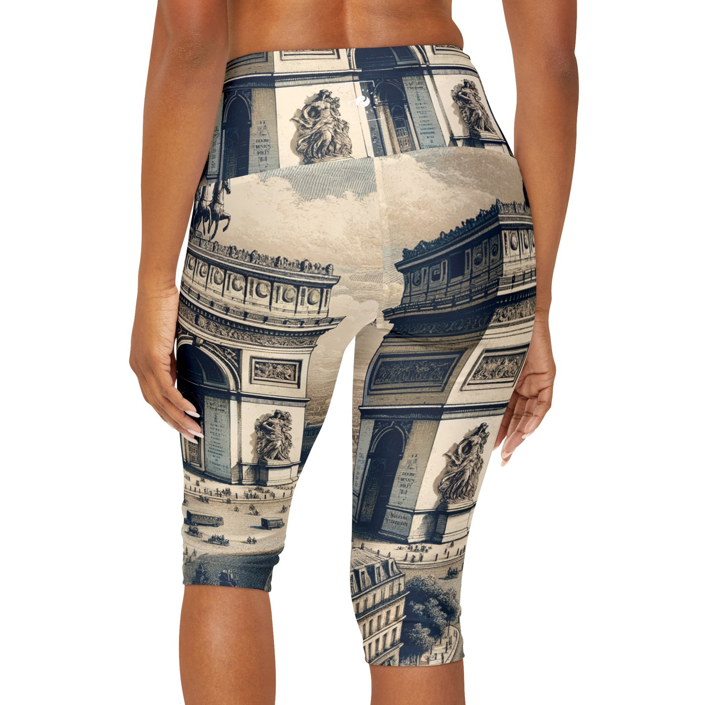 "Majesty of the Arc: A Napoleon Era Portrait" - High Waisted Capri Leggings