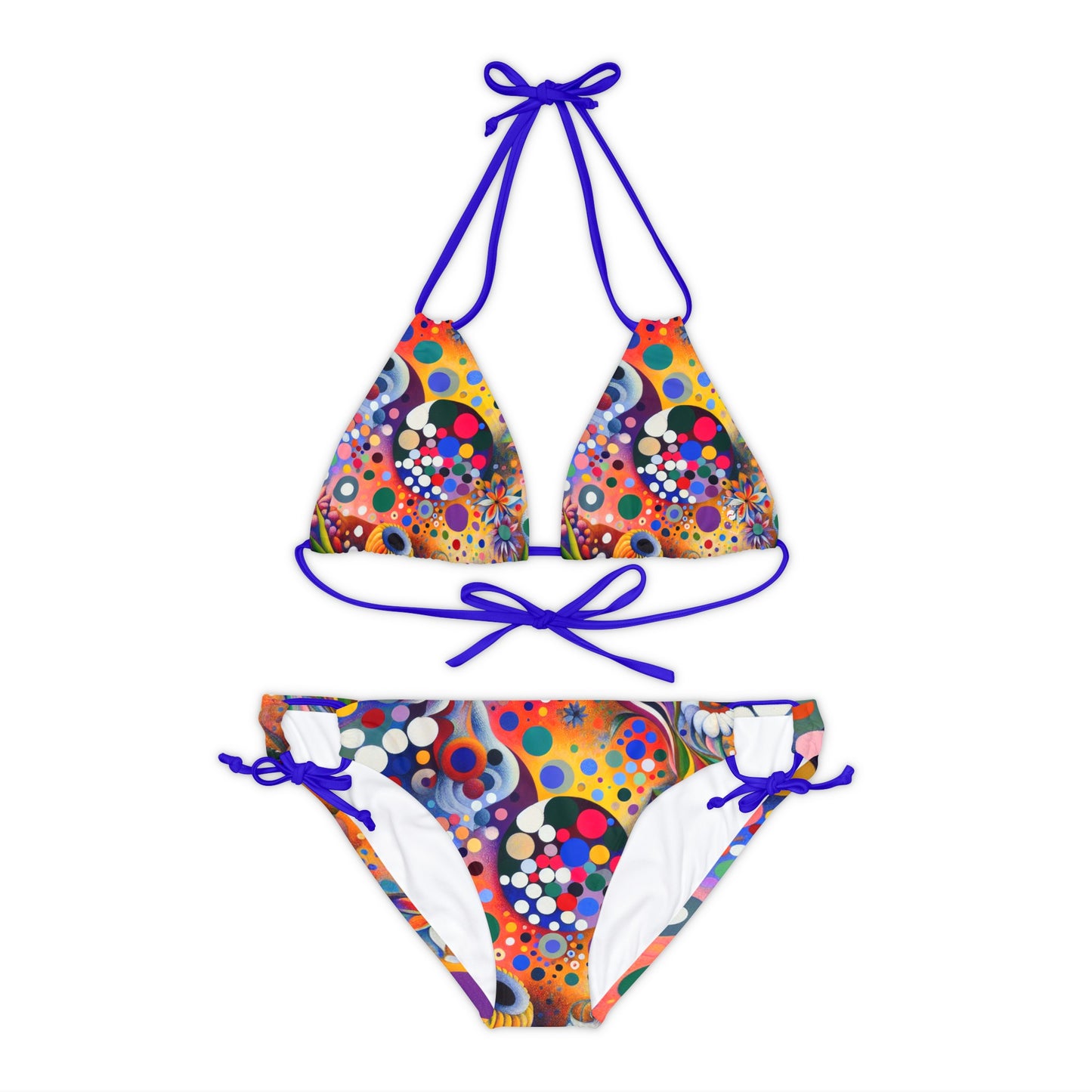 "Polka Petals in Yogic Surrealism: An Artistic Salute to Kusama and Kahlo" - Lace-up Bikini Set