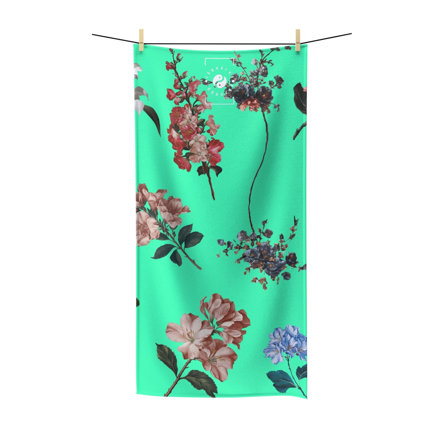 Botanicals on Turquoise - All Purpose Yoga Towel