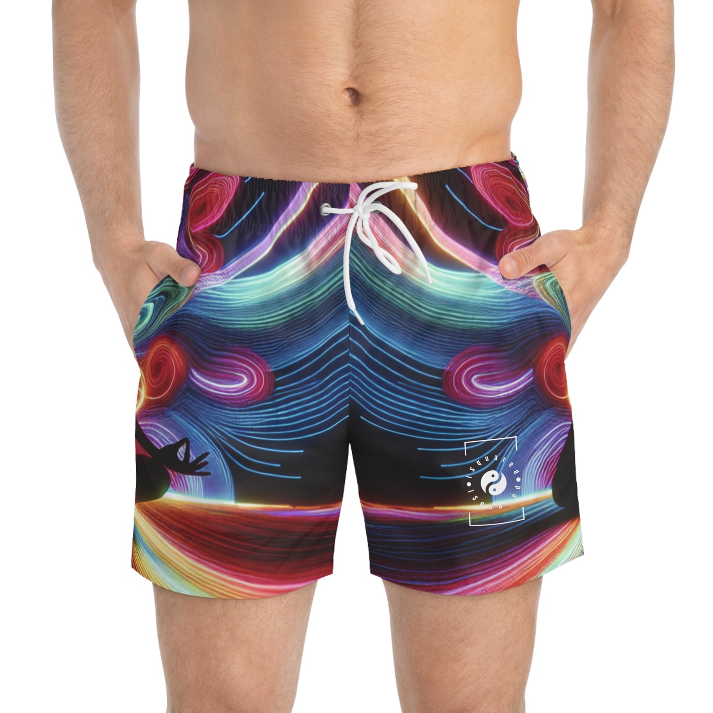 "Neon Zenith: Chromatic Balance" - Swim Trunks for Men