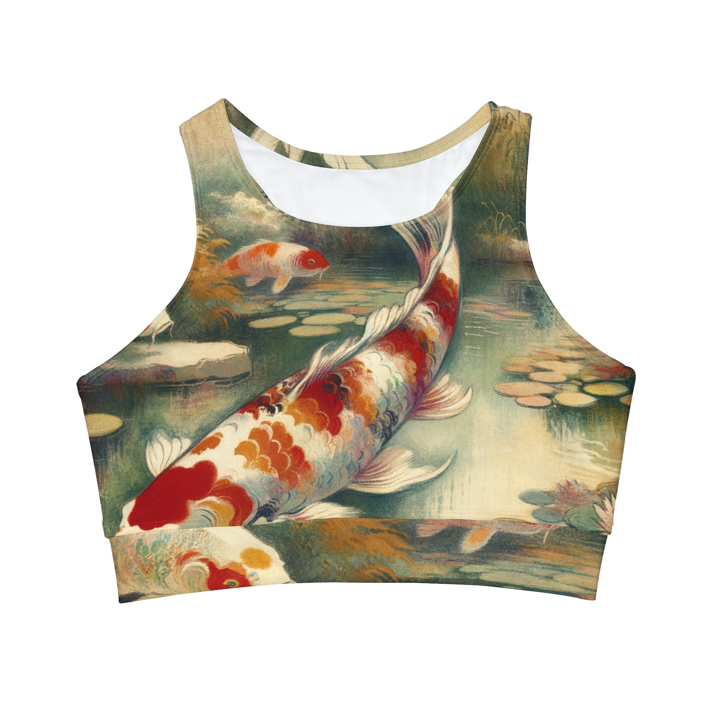 Koi Lily Pond - High Neck Crop Top