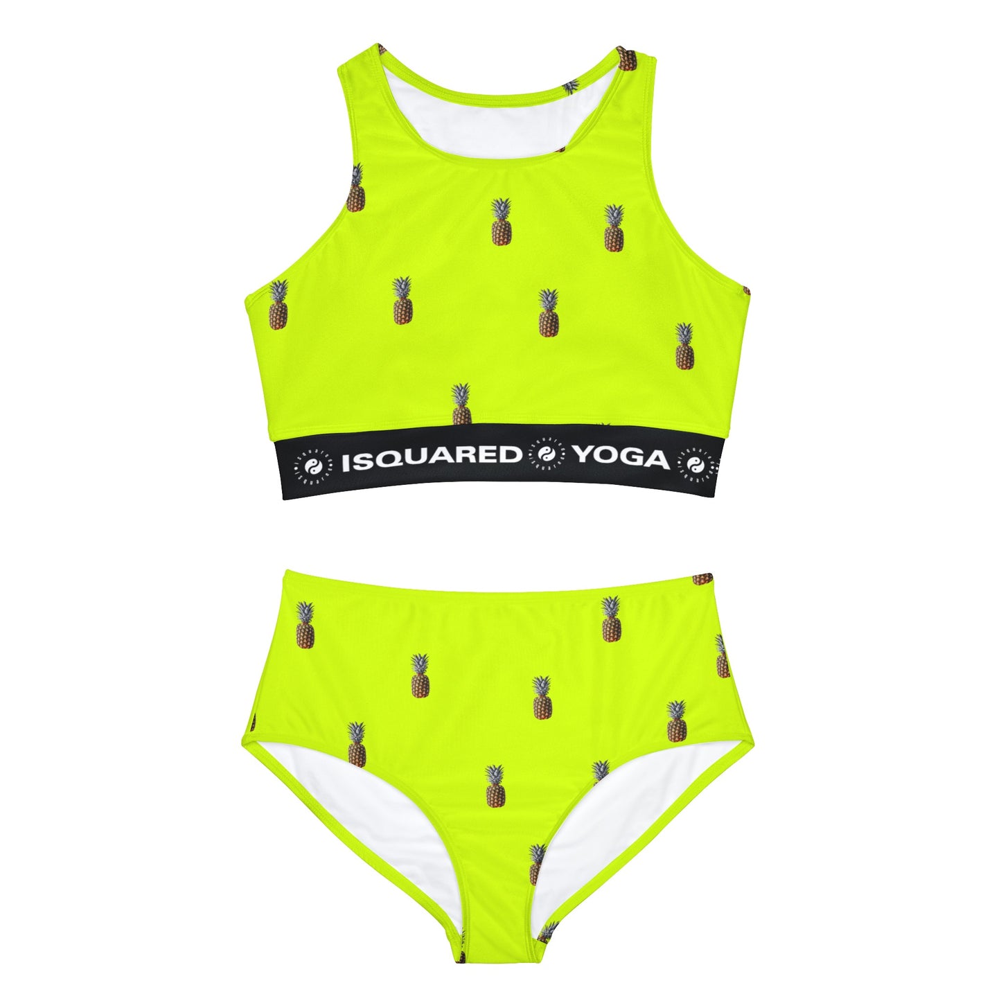 #D7FF11 Jaune vif + Ananas - Ensemble bikini yoga chaud