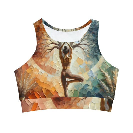 "Stability in Surrender: Vrikshasana in Harmony with Earth" - High Neck Crop Top