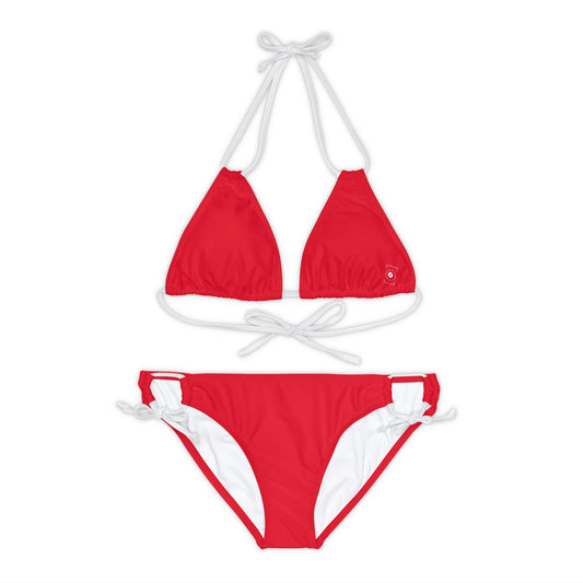 #D10927 Scarlet Red - Lace-up Bikini Set