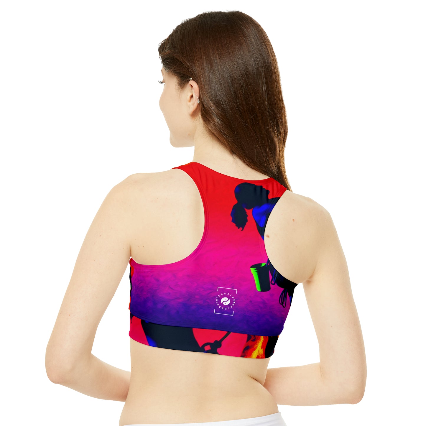 "Technicolour Ascent: The Digital Highline" - High Neck Crop Top