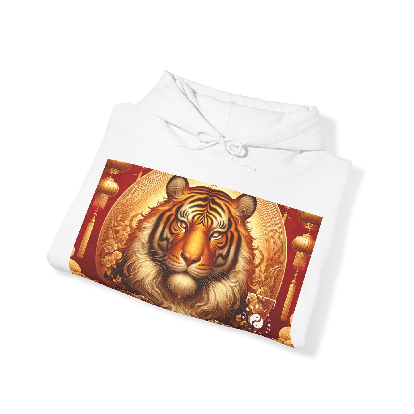 "Majesté dorée : Ascension du Tigre Lunaire" - Sweat à capuche 