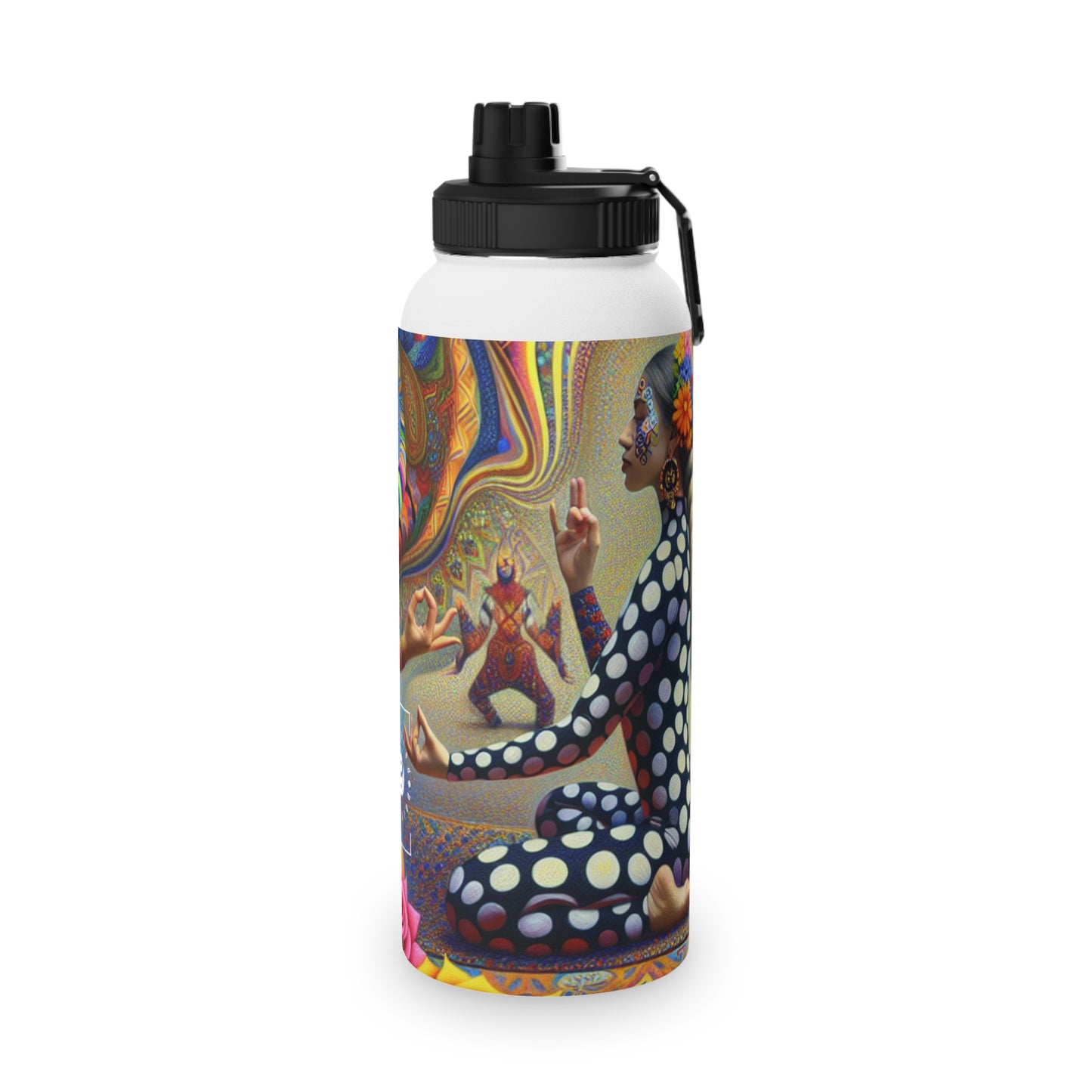 "Kahlo-Kusama Blossom Asanas: A Surreal Yoga Symphony" - Sports Water Bottle