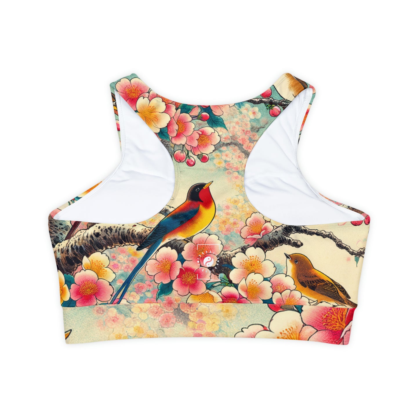 "Verdant Whispers: Sakura Chirping" - Lined & Padded Sports Bra