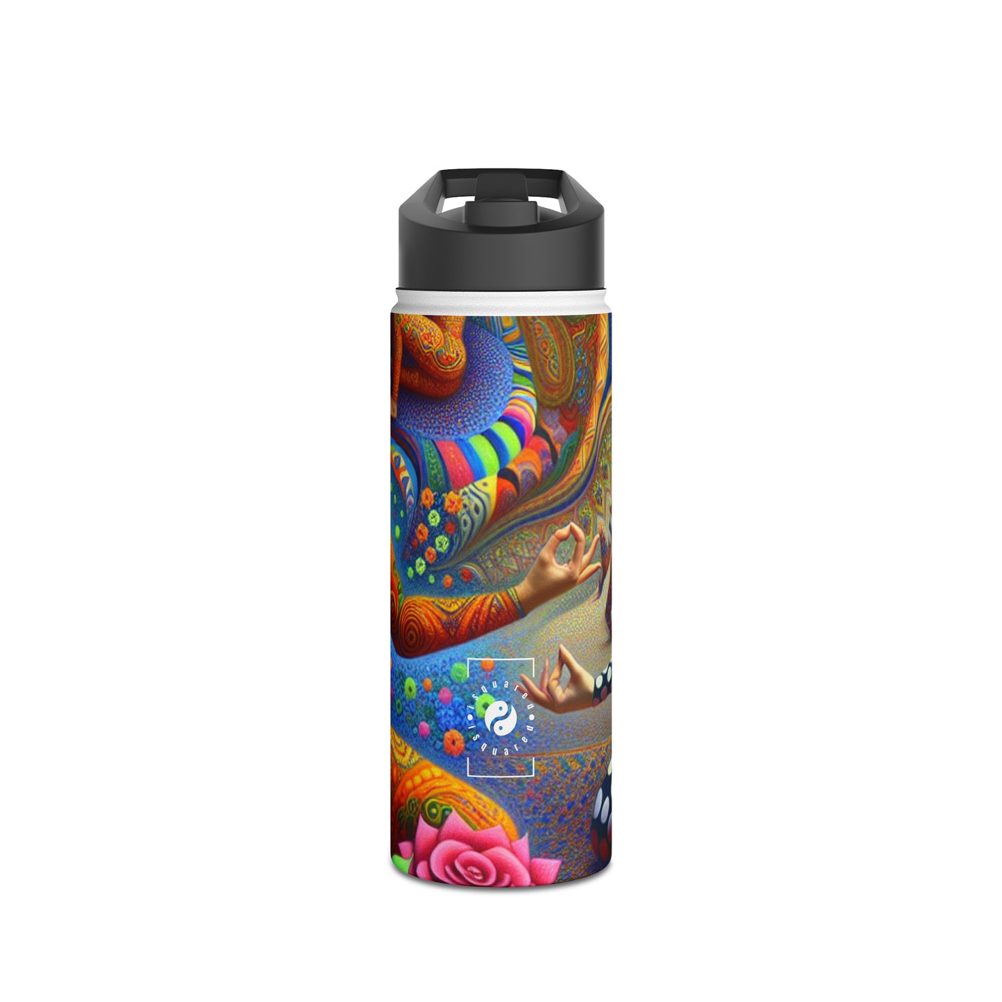 "Kahlo-Kusama Blossom Asanas: A Surreal Yoga Symphony" - Water Bottle