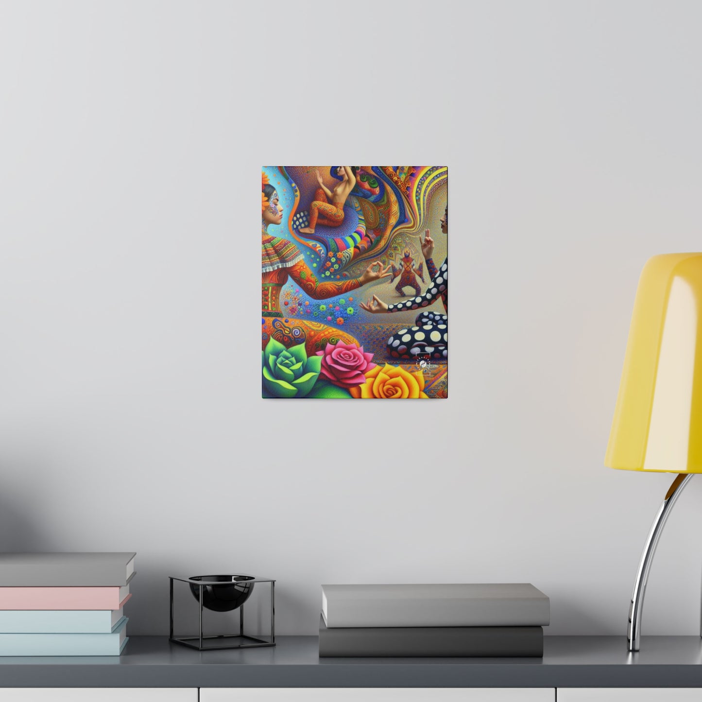 "Kahlo-Kusama Blossom Asanas: A Surreal Yoga Symphony" - Art Print Canvas