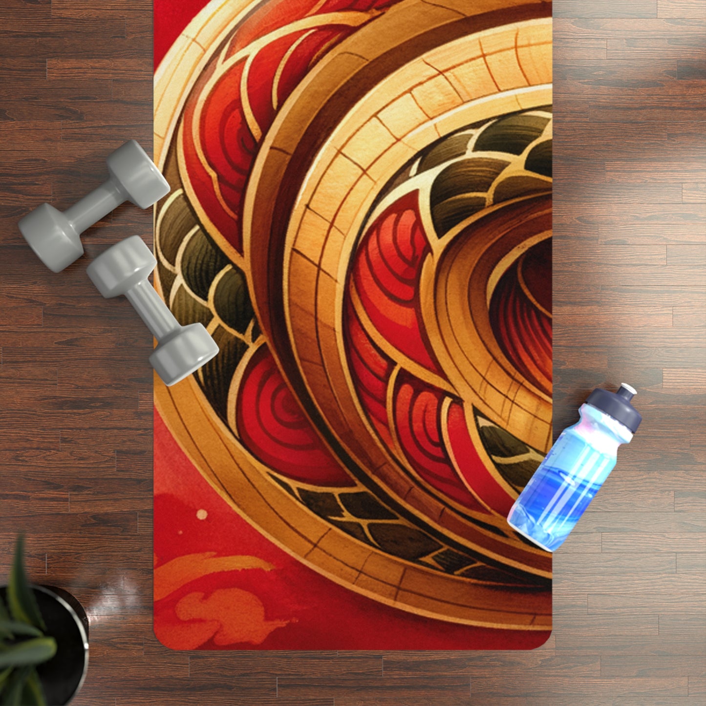 "Crimson Serenity: The Golden Snake" - Yoga Mat