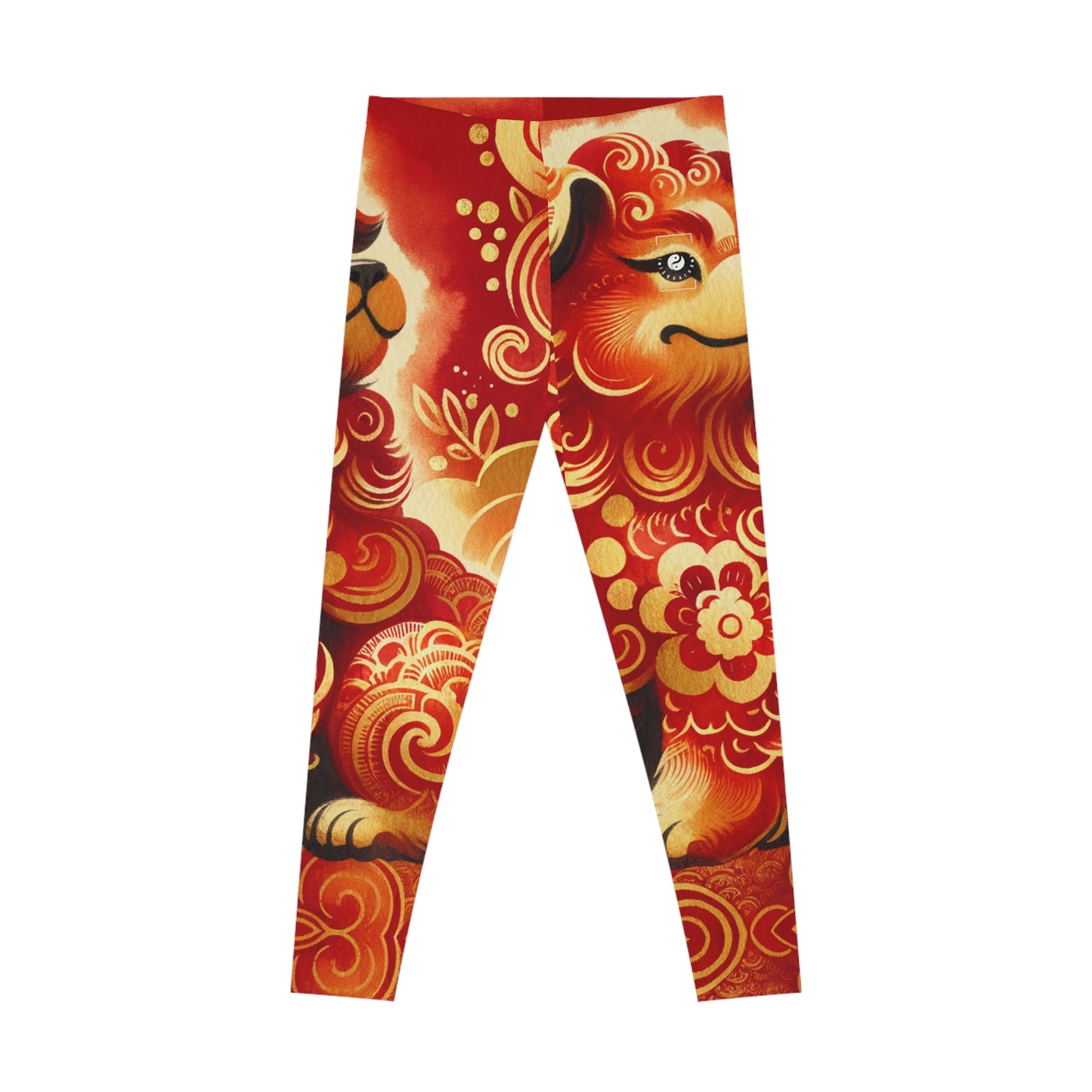 "Golden Canine Emissary on Crimson Tide: A Chinese New Year Odyssey" - Unisex Tights