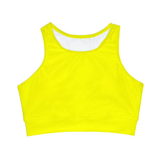 Neon Yellow FFFF00 - High Neck Crop Top