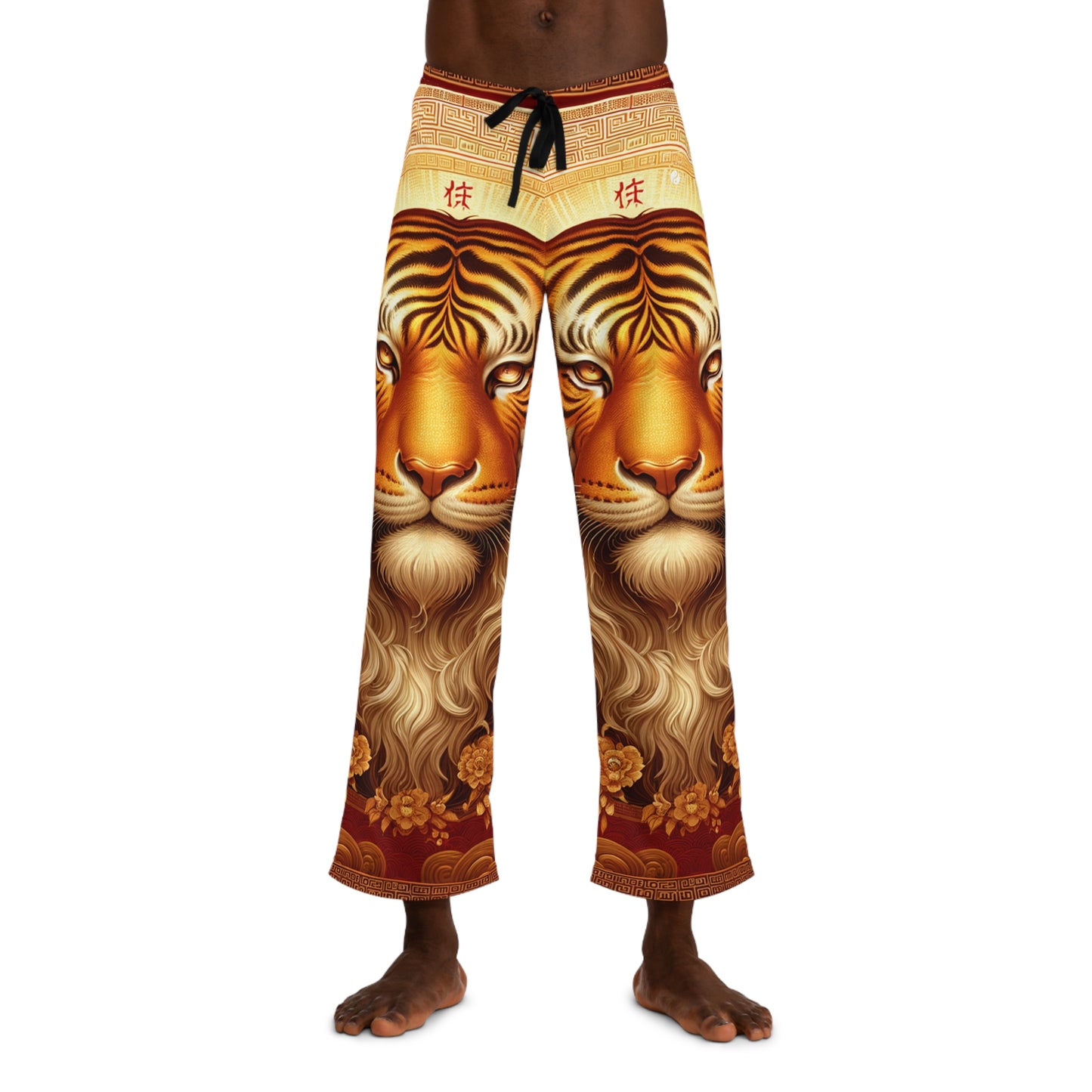 "Majesté dorée : Ascension du Tigre Lunaire" - Pantalons de détente pour hommes 