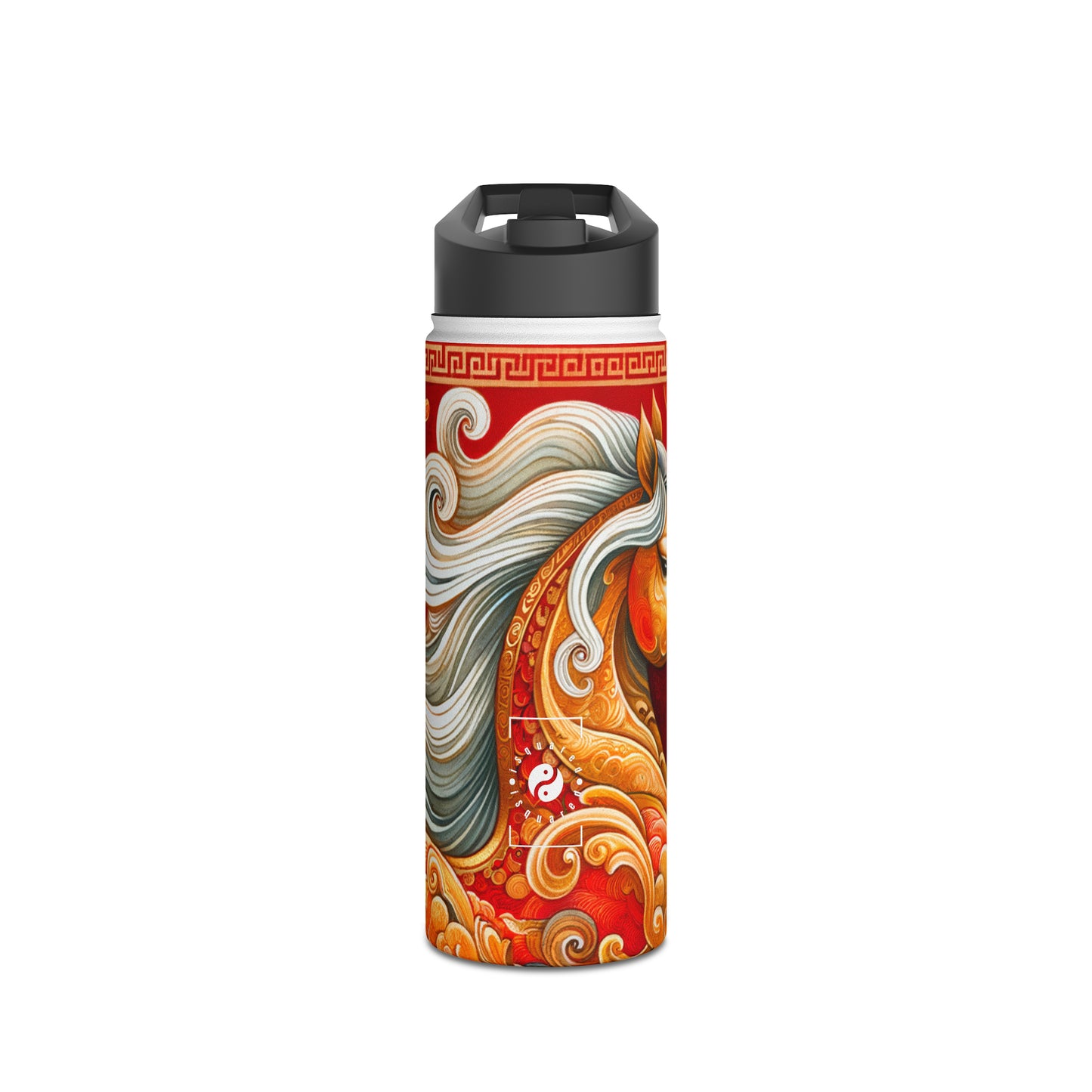 "Gold Gallop on Vermilion Vista: A Lunar New Year’s Ode" - Water Bottle