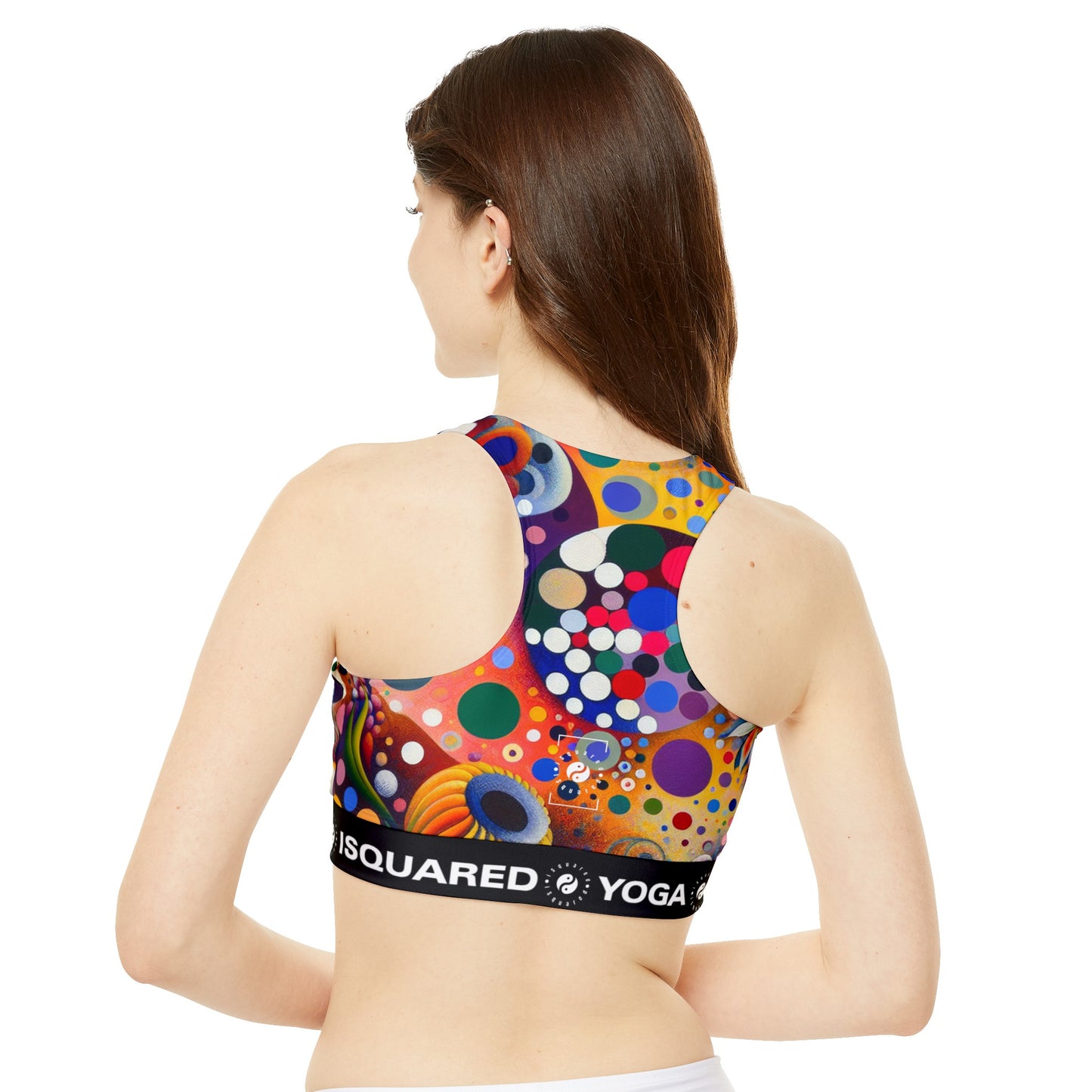 "Polka Petals in Yogic Surrealism: An Artistic Salute to Kusama and Kahlo" - High Neck Crop Top