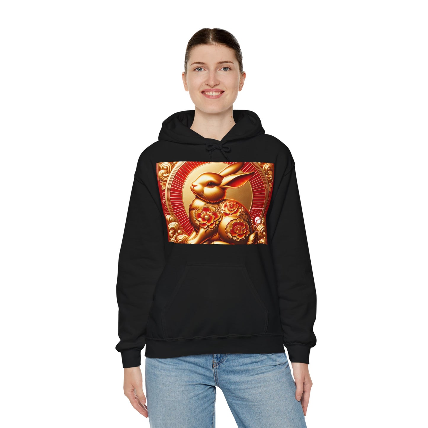 "Golden Blessings: Lunar Rabbit's Resplendence" - Hoodie