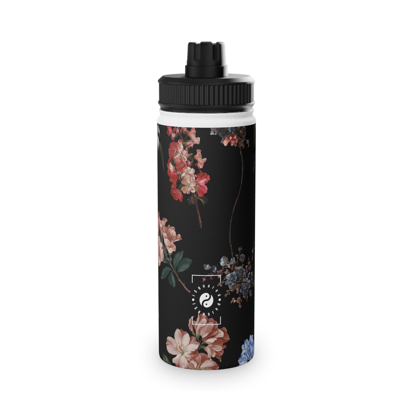 Botanicals on Black - Sports Water Bottle